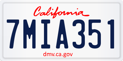 CA license plate 7MIA351