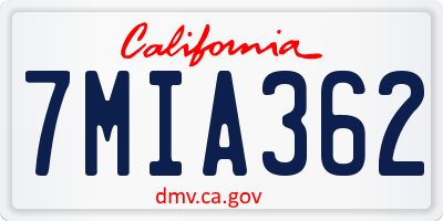 CA license plate 7MIA362