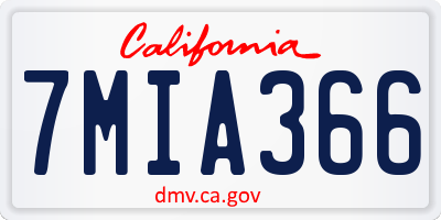 CA license plate 7MIA366