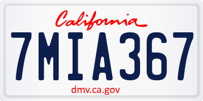 CA license plate 7MIA367