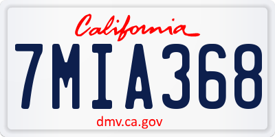 CA license plate 7MIA368
