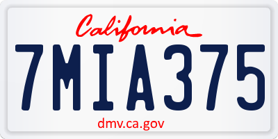 CA license plate 7MIA375