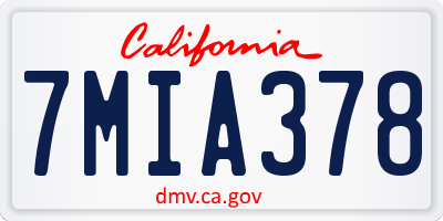 CA license plate 7MIA378