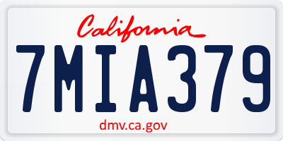 CA license plate 7MIA379