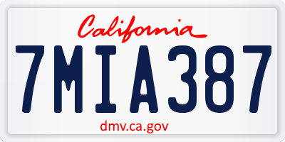 CA license plate 7MIA387