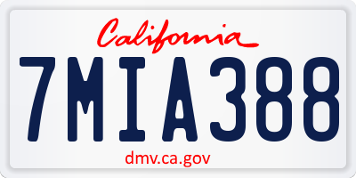 CA license plate 7MIA388