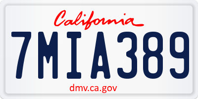 CA license plate 7MIA389