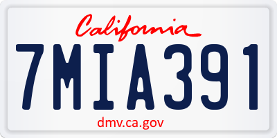 CA license plate 7MIA391