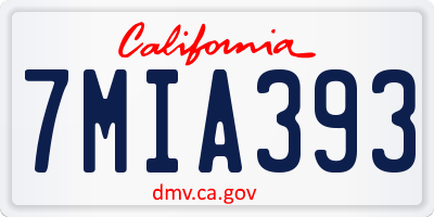 CA license plate 7MIA393