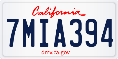 CA license plate 7MIA394