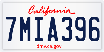 CA license plate 7MIA396