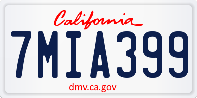 CA license plate 7MIA399