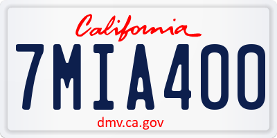 CA license plate 7MIA400