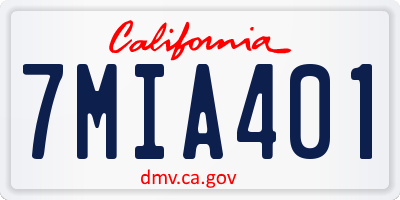 CA license plate 7MIA401