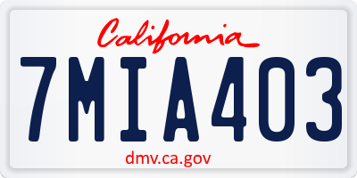 CA license plate 7MIA403