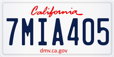 CA license plate 7MIA405