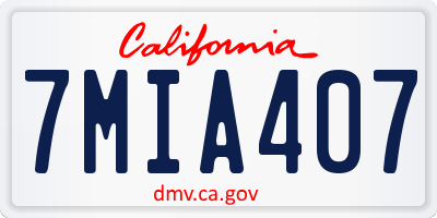 CA license plate 7MIA407