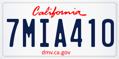 CA license plate 7MIA410