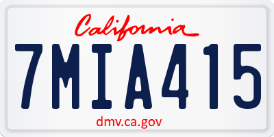 CA license plate 7MIA415