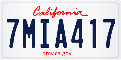 CA license plate 7MIA417