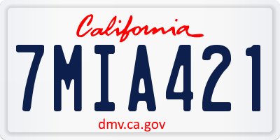 CA license plate 7MIA421