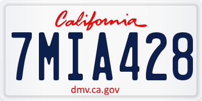 CA license plate 7MIA428