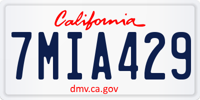 CA license plate 7MIA429