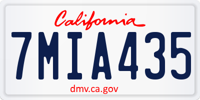 CA license plate 7MIA435