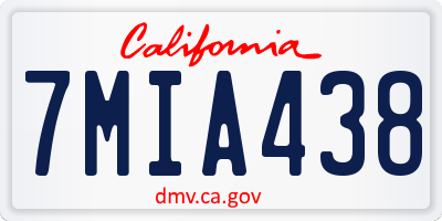 CA license plate 7MIA438
