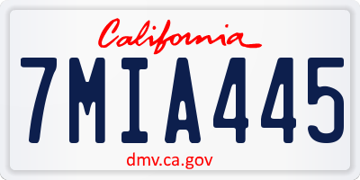 CA license plate 7MIA445