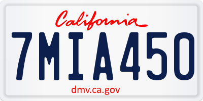 CA license plate 7MIA450