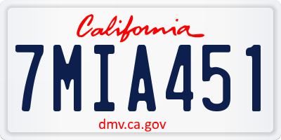 CA license plate 7MIA451