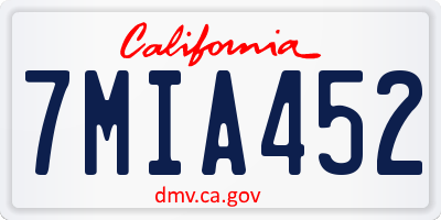 CA license plate 7MIA452