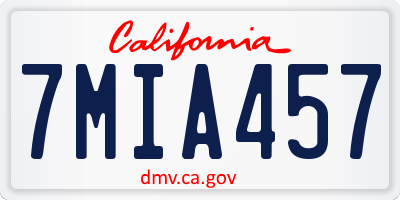 CA license plate 7MIA457
