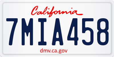 CA license plate 7MIA458