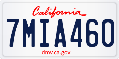 CA license plate 7MIA460