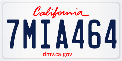 CA license plate 7MIA464