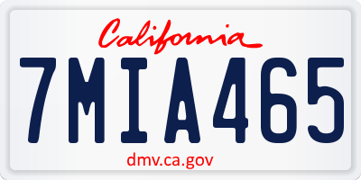 CA license plate 7MIA465