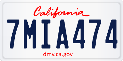 CA license plate 7MIA474