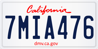 CA license plate 7MIA476