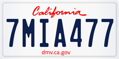CA license plate 7MIA477