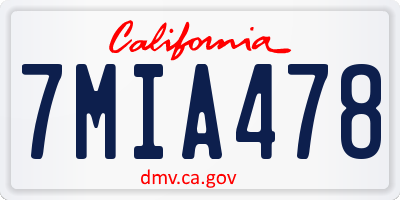 CA license plate 7MIA478