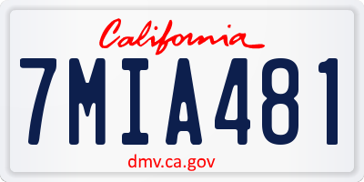 CA license plate 7MIA481