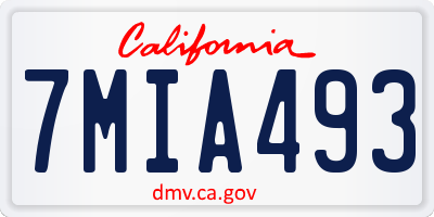 CA license plate 7MIA493