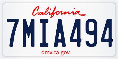 CA license plate 7MIA494