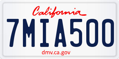 CA license plate 7MIA500