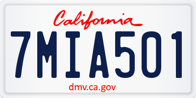 CA license plate 7MIA501