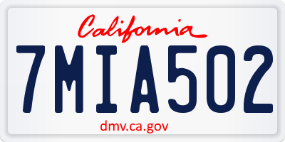 CA license plate 7MIA502