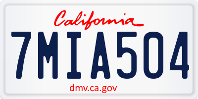 CA license plate 7MIA504