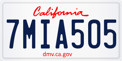 CA license plate 7MIA505